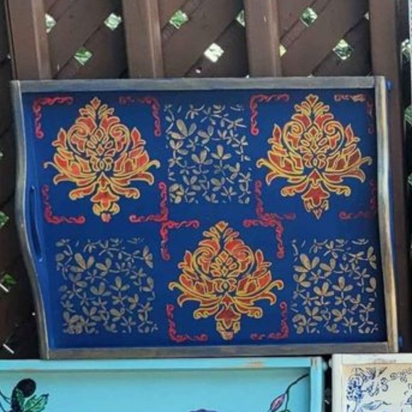 One Hand painted Wooden Tray ,some have both paint and decoupage - Picture 3 of 3